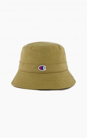 Chapeaux Champion C Logo Patch Bucket Hat Femme Vert Olive Vert | 5470-PHFSL