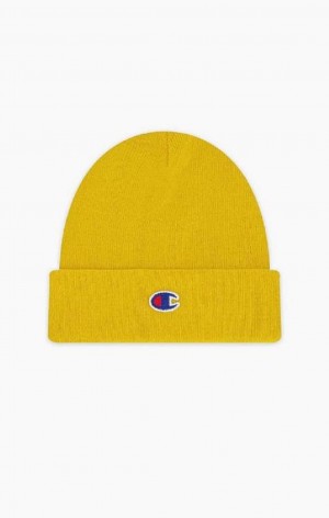 Chapeaux Champion C Logo Recycled Yarn Beanie Hat Femme Jaune | 8576-DLWHS