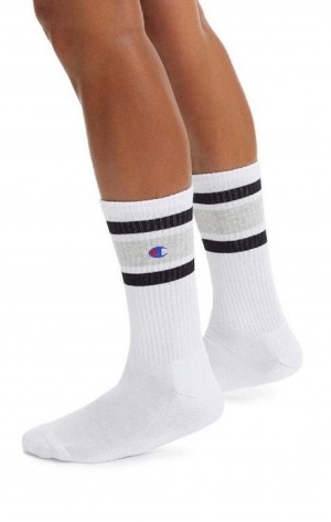 Chaussette Champion Stripe Nervuré Crew Socks Homme Blanche | 2936-WUECY