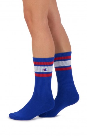 Chaussette Champion Stripe Nervuré Crew Socks Homme Bleu | 8960-CFRXI