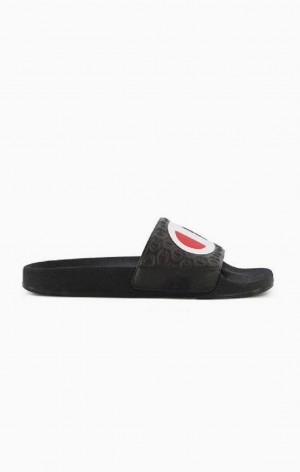 Claquette Champion C Patch Pool Slides Homme Noir | 6785-PLBGC