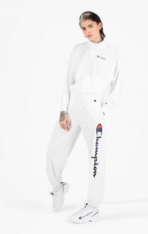 Pantalon Jogger Champion All-over Script Logo Print Piste Pants Femme Blanche | 6085-NJQEU