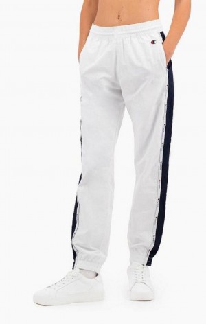 Pantalon Jogger Champion Jacquard Logo Tape Piste Pants Femme Blanche | 3914-LUWGF