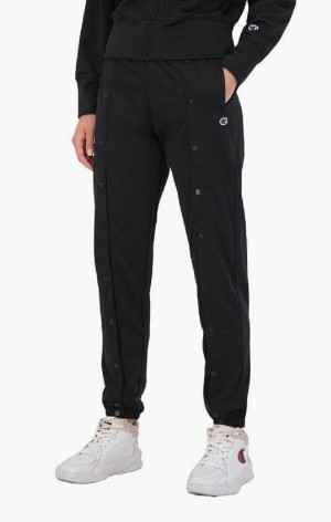 Pantalon Jogger Champion Popper Front Piste Pants Femme Noir | 2837-UFJHX