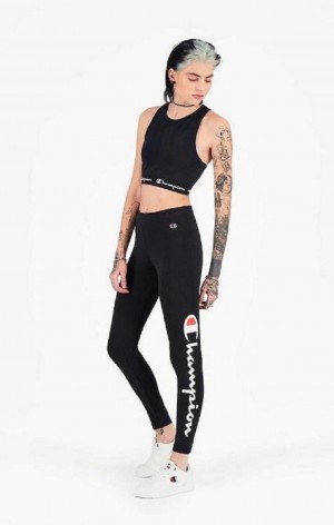 Pantalon Jogger Champion Script Logo 7/8 Leggings Femme Noir | 7250-DVFBC