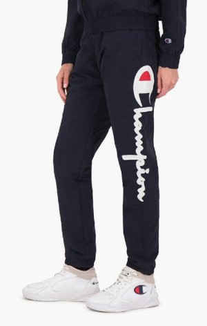 Pantalon Jogger Champion Statement Script Logo Leg Piste Pants Femme Bleu Foncé | 0249-UOPDS