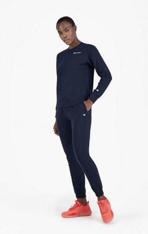 Pantalon Jogger Champion Stretch Coton Terry Joggers Femme Bleu Foncé | 3501-OILNA