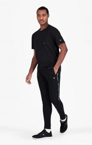 Pantalon Jogger Champion Vertical Script Logo Print Joggers Homme Noir | 7485-XEBJQ