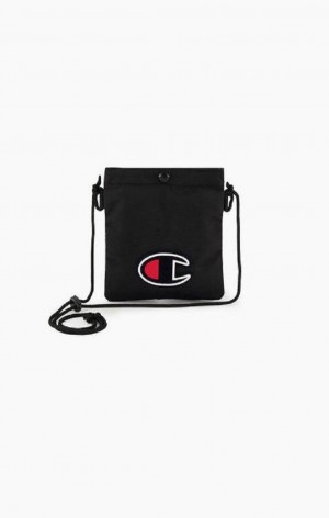 Sacs Champion C Logo Coated Mini Shoulder Bag Femme Noir | 7260-OEUWS