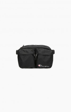 Sacs Champion Script Logo Zip Belt Bag Femme Noir | 3921-QUNRD