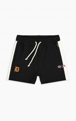 Short Champion Detroit MLB High Taille Reverse Weave Shorts Femme Noir | 2401-ZJDAP