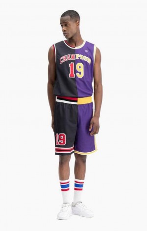 Short Champion NBMIX Patchwork 'Champion 19' Basketball Shorts Homme Noir Violette | 5740-JKRBA