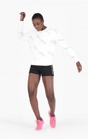 Short Champion Script Logo Print Shorts Femme Noir | 2145-DHLFJ