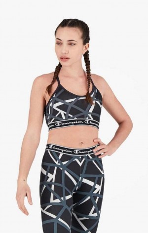 Soutien Gorge Sport Champion Geometric Print Sports Bra Femme Noir | 4891-TCNRF