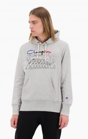 Sweat a Capuche Champion Archive Centenary Print Reverse Weave Hoodie Homme Grise Clair | 7830-GRKTW