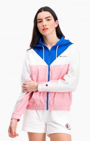 Sweat a Capuche Champion Colour Block Encapuchonné Piste Jacket Femme Rose | 6190-HXIGM