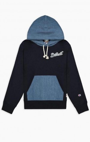 Sweat a Capuche Champion Detroit MLB Denim + Reverse Weave Hoodie Homme Bleu Foncé | 4106-MPLHA