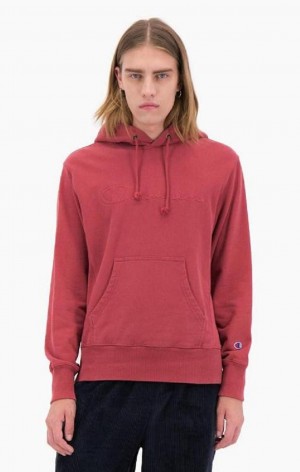 Sweat a Capuche Champion Embossed Script Logo Reverse Weave Hoodie Homme Rouge | 6249-KTZLA