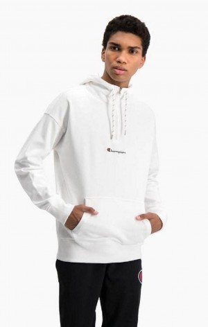 Sweat a Capuche Champion Half Zip-Up Oversized Script Logo Hoodie Homme Blanche | 7658-AGIDQ