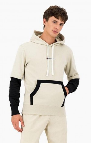 Sweat a Capuche Champion Layered Small Script Logo Fleece Hoodie Homme Marron | 5237-RGHSV