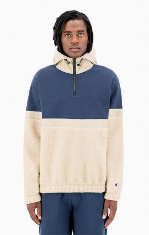 Sweat a Capuche Champion Oversized C Logo Half Zip-Up Teddy Hoodie Homme Beige | 9532-JAQIS