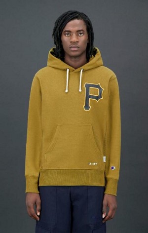 Sweat a Capuche Champion Pittsburgh MLB Reverse Weave Hoodie Homme Vert Olive Vert | 4721-RALNB