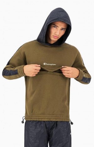 Sweat a Capuche Champion Script Logo Fleece Hoodie Homme Vert | 7845-AHCGY