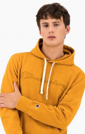 Sweat a Capuche Champion Script Logo Washed Reverse Weave Hoodie Homme Orange | 3789-HAGOL