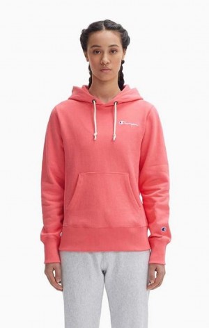 Sweat a Capuche Champion Small Script Logo Hoodie Femme Corail | 7038-SHOVL