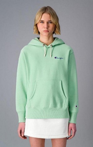 Sweat a Capuche Champion Small Script Logo Hoodie Femme Vert Clair | 3289-AIVBD