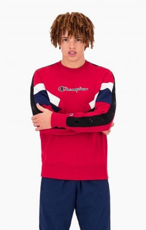 Sweats Champion Colour Block Insert Fleece Sweatshirt Homme Rouge | 6704-EDORF