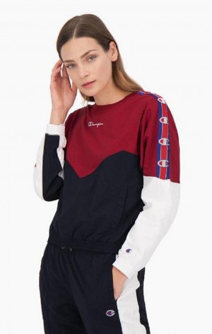 Sweats Champion Colour Block Piste Sweatshirt Femme Bordeaux | 7548-OXKED