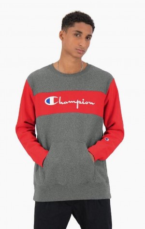 Sweats Champion Colour Block Reverse Weave Sweatshirt Homme Grise Foncé | 1743-FRNQZ