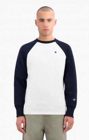 Sweats Champion Colour Block Reverse Weave Sweatshirt Homme Blanche | 4869-DOIVC