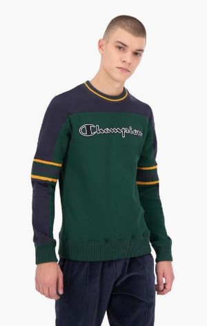 Sweats Champion Colour Block Script Logo Sweatshirt Homme Vert | 5490-MSIBV