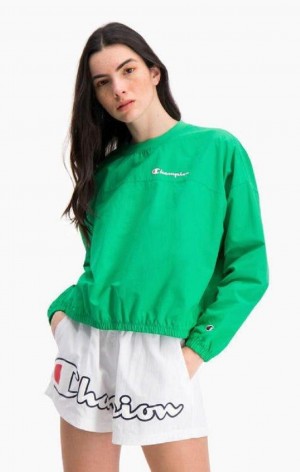 Sweats Champion D'eau Repellent Script Logo Piste Sweatshirt Femme Vert Clair | 9163-OFDNJ