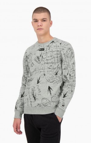 Sweats Champion Graffiti Print Crew Neck Sweatshirt Homme Grise Clair | 1204-EDUTC