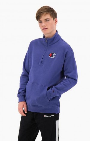 Sweats Champion Half Zip-Up Daim C Sweatshirt Homme Jaune | 8069-SMEXI