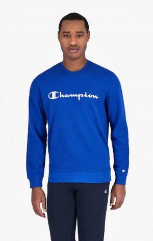 Sweats Champion Mesh Effect Script Logo Sweatshirt Homme Bleu | 8792-WLFKV