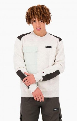 Sweats Champion Rubber Label Script Logo Sweatshirt Homme Blanche | 1092-MJNQC