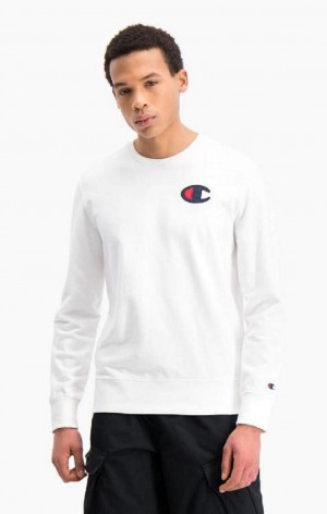 Sweats Champion Satin C Logo Coton Terry Sweatshirt Homme Blanche | 2479-TVZRN