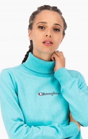 Sweats Champion Satin Stitch Script Logo Sweatshirt Femme Turquoise | 5392-KJGTZ