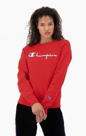 Sweats Champion Script Logo Reverse Weave Sweatshirt Femme Rouge | 4812-RVPDT