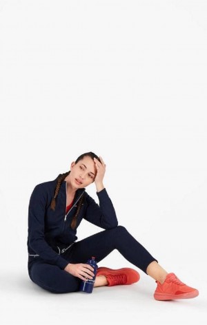 Sweats Champion Script Logo Taille Zip-Up Sweatsuit Femme Bleu Foncé | 0946-TZFVY