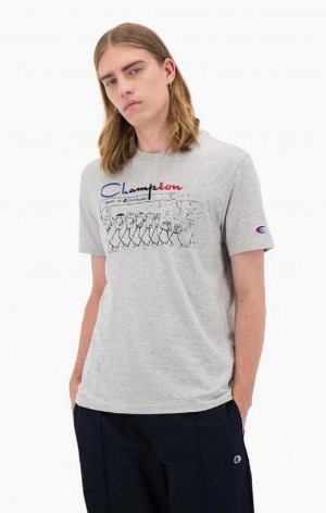 T Shirts Champion Archive Centenary Print T-Shirt Homme Grise Clair | 2147-FMQJC