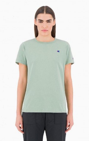 T Shirts Champion Crewneck C Logo T-Shirt Femme Vert | 5897-YLTPV