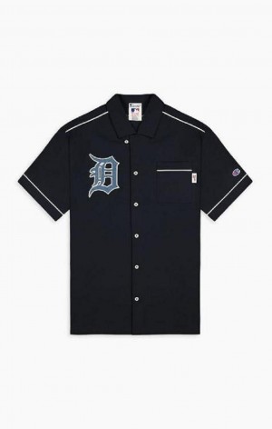 T Shirts Champion Detroit MLB Corta Sleeved Shirt Homme Noir | 0951-IXCUY