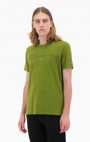 T Shirts Champion Embossed Script Logo T-Shirt Homme Vert | 9215-PBAIE