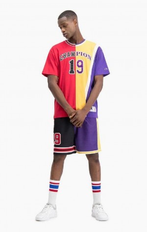 T Shirts Champion NBMIX Patchwork 'Champion 19' Basketball Homme Rouge | 1604-LSVXD