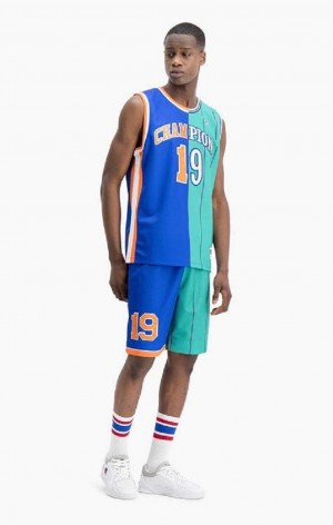 T Shirts Champion NBMIX Patchwork 'Champion 19' Basketball Homme Bleu | 9853-VINEZ